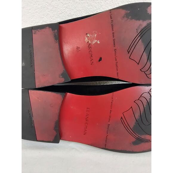 ELANROMAN, Black Velvet Loafer, Gold Tone Buckle Slip On Mens, Size 46  BR-C1493 - Picture 11 of 13